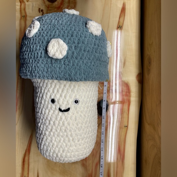 Handmade Crochet Mushroom Accent Pillow - Picture 2 of 8